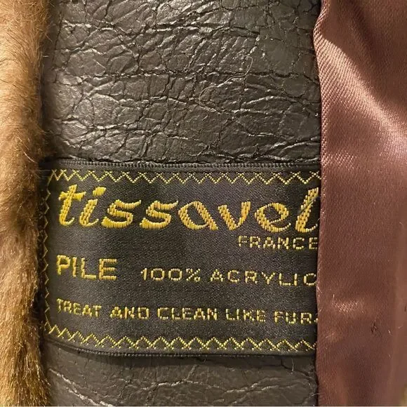 ✨TRENDING✨ Vintage Diamonte Tissavel Faux Fur Coat Made in France Women's L - Picture 8 of 9
